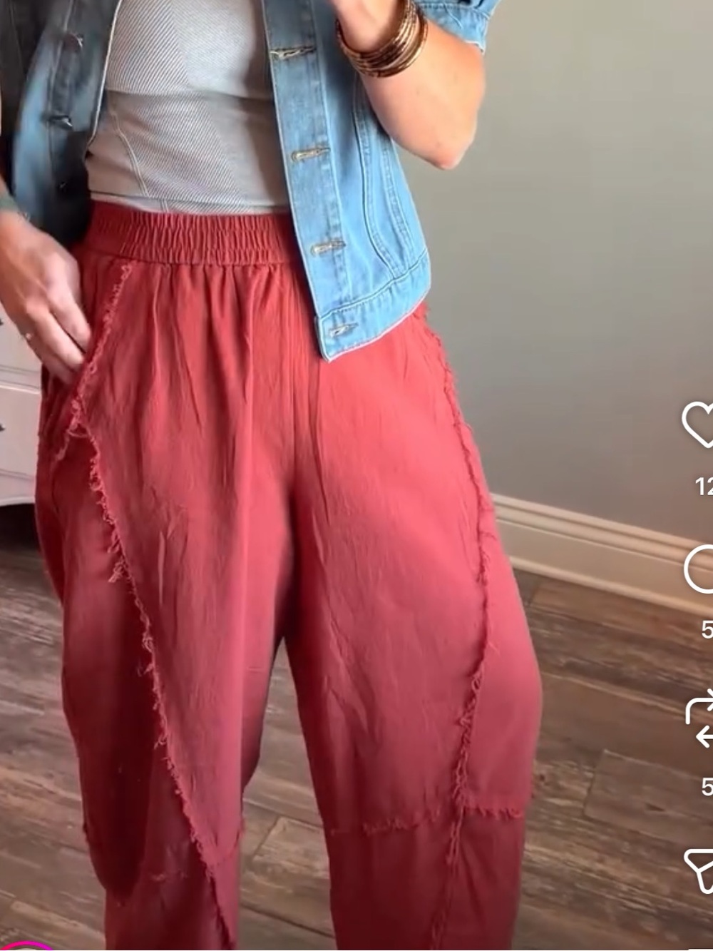 NWT Relaxed Rust Wide‑Leg Pants with Elastic Waist Small